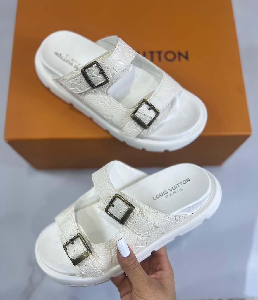 Sandalia Louis Vuitton Hebilla  Blanca  CH1 