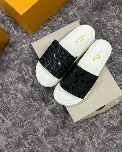 Sandalia Coach Charol Negro Blanco