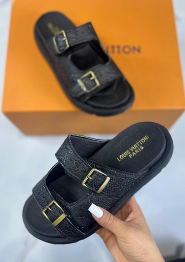 Sandalia Louis Vuitton Hebilla  Negra  CH1  